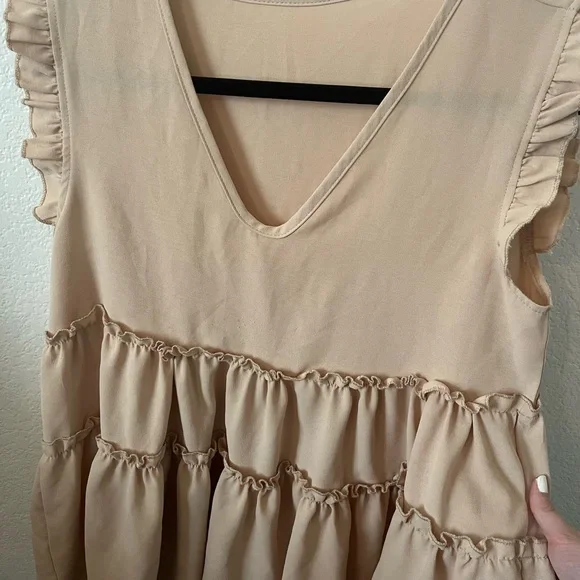 SHEIN Ruffled Sleeveless Blouse - Tan - Picture 5 of 5